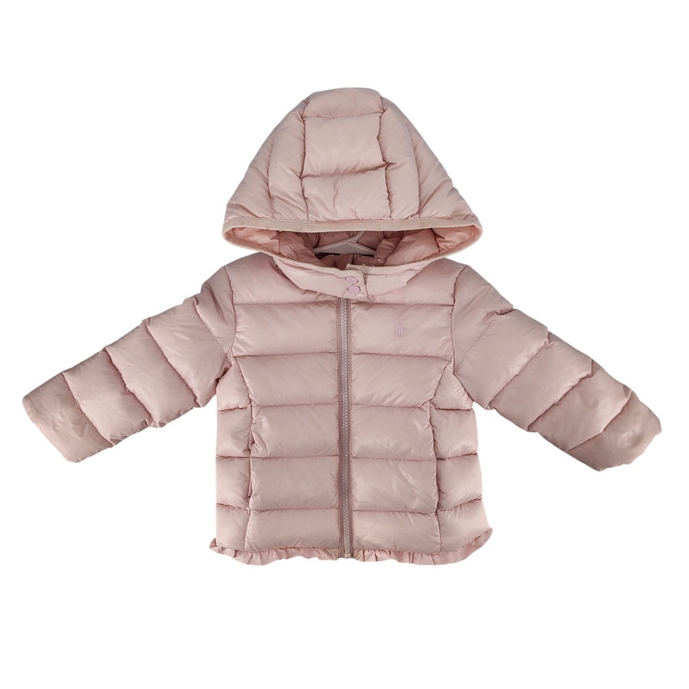Ralph Lauren Toddler Girls Puffer Jacket Coat 24M Pink Down Filled‎ Hooded Zip